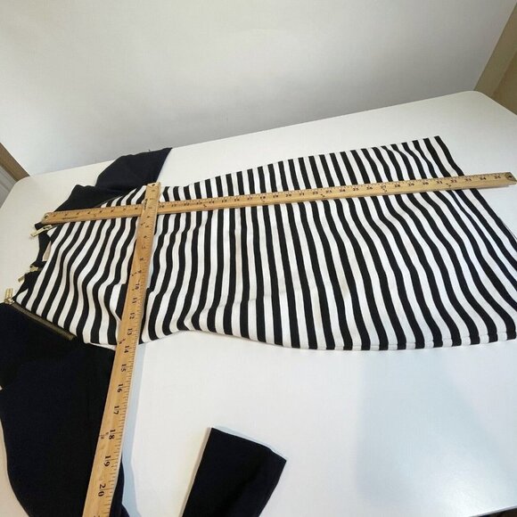 Michael Kors Womens Striped Long Sleeve Sheath Dress Black 2 Zipper Sleeve - Picture 10 of 10